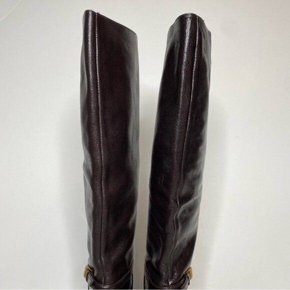 Tory Burch Dark Brown Leather Heeled Tall Boot 6M - Picture 5 of 16